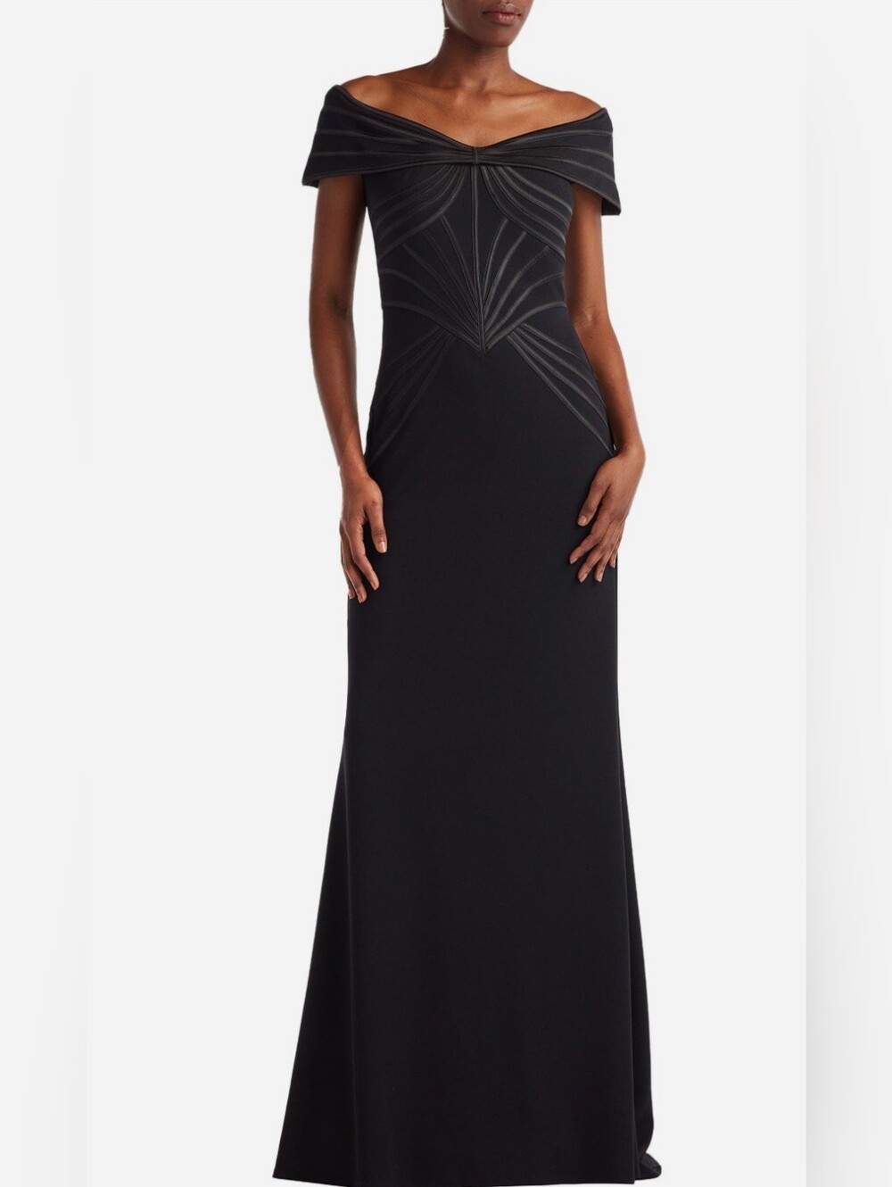 Tadashi Shoji Meridian Sundial Off-Shoulder Gown Size 6